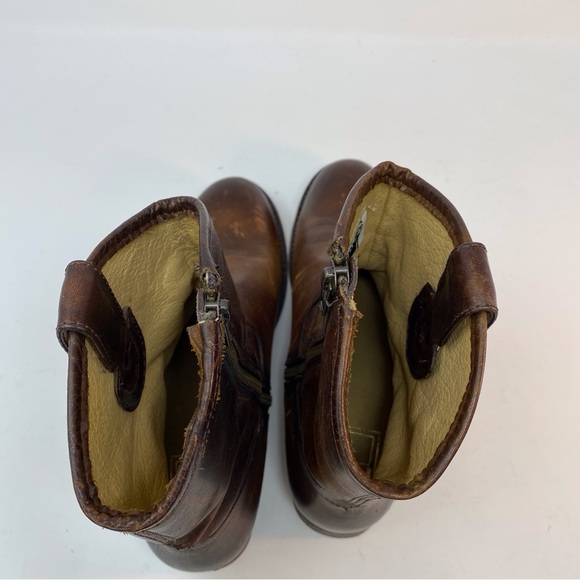 FRYE Melissa Women's 7.5 B Brown Genuine Leather Ankle Boots Cowgirl Zip Up - Picture 10 of 16
